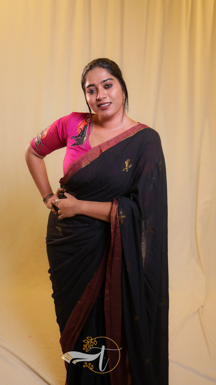 Zari Emb Stripes Border