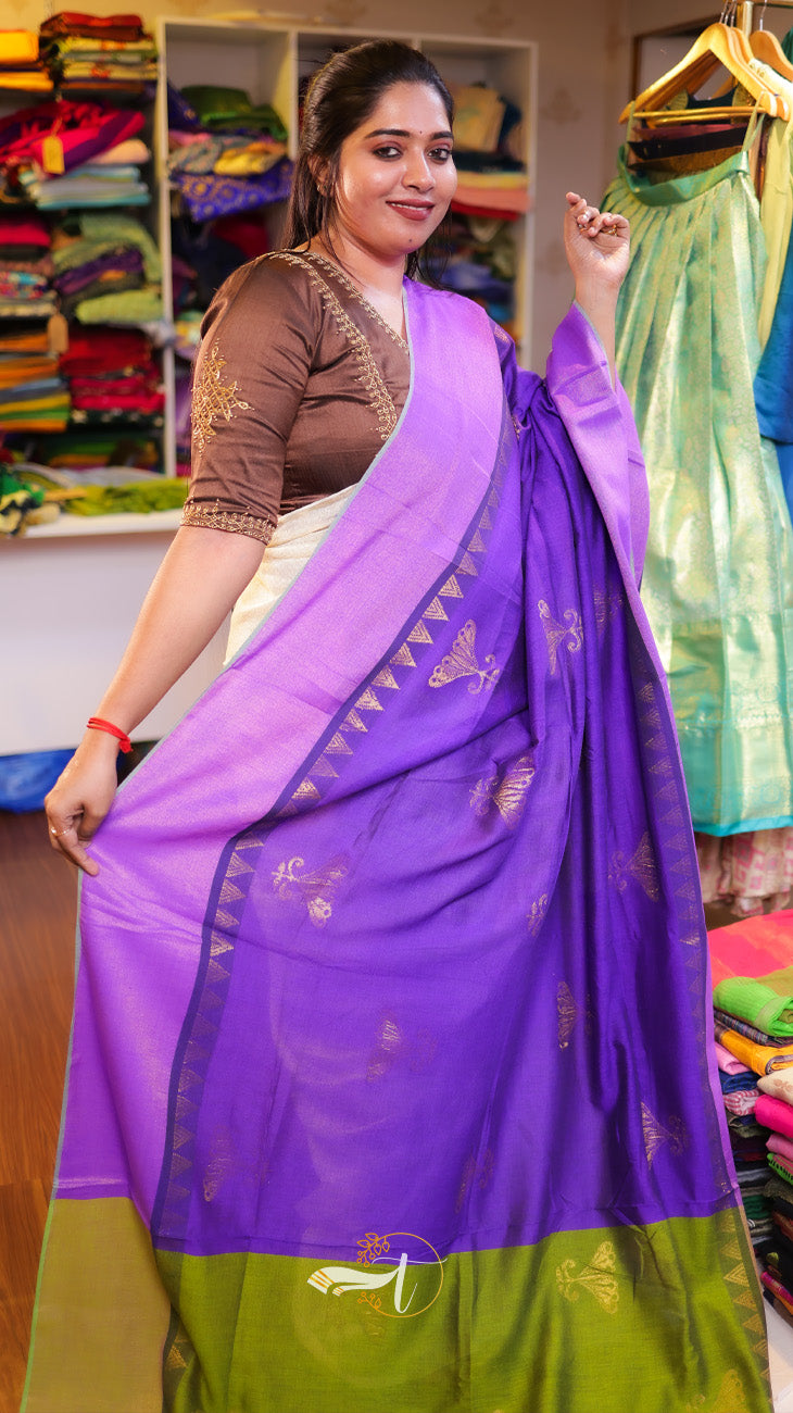 Zari Emb Stripes Border