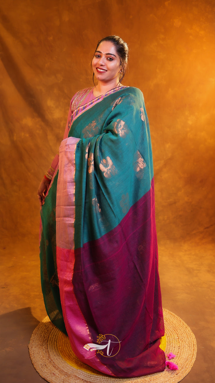 Zari Emb Stripes Border
