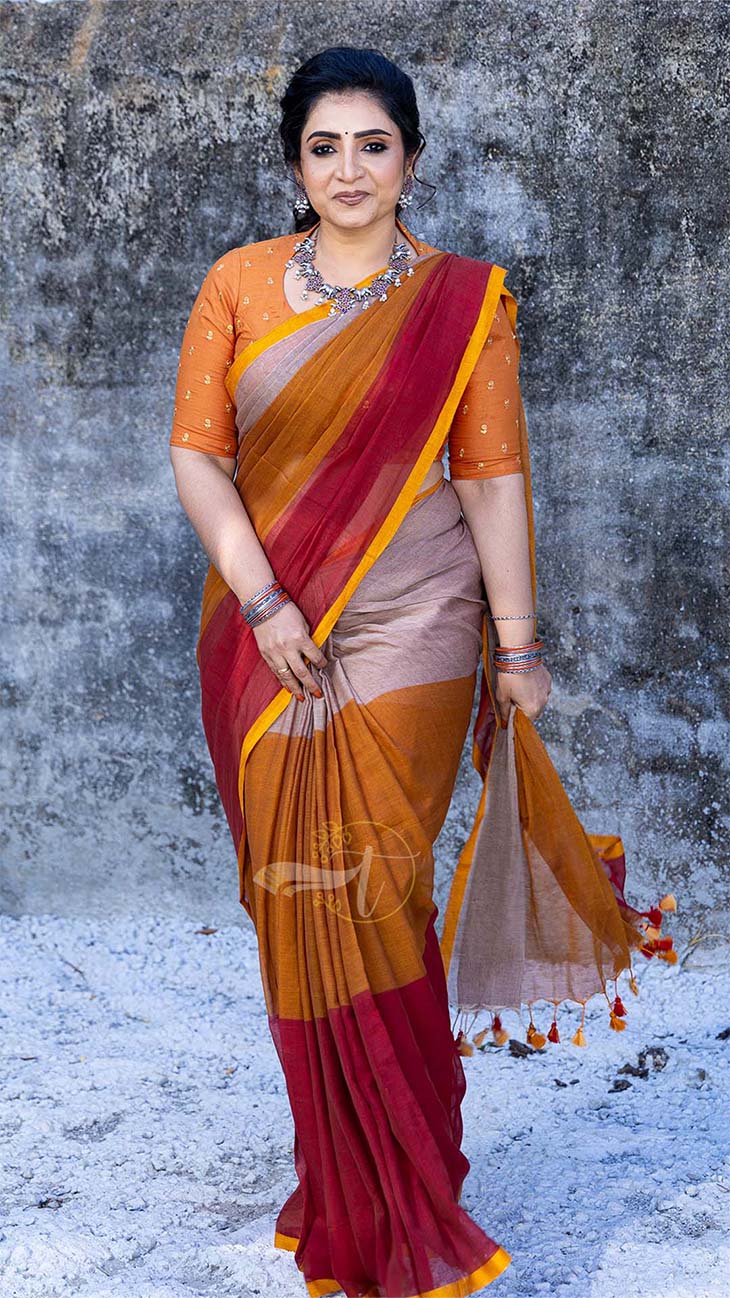 Triple Shade Cotton Saree