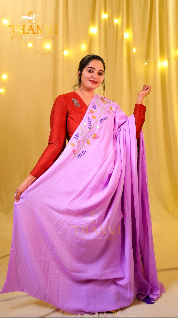 F Emb Modal Cotton Saree