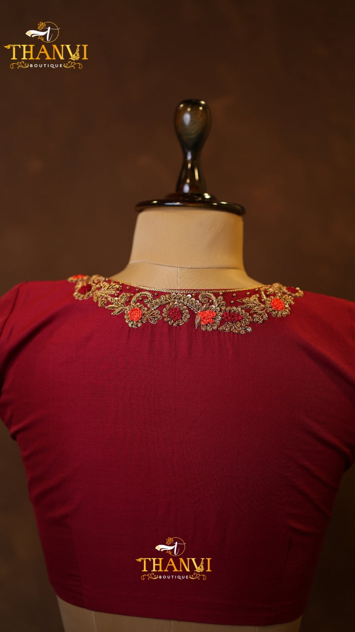 Sweetheart Neck Aari Work Blouse