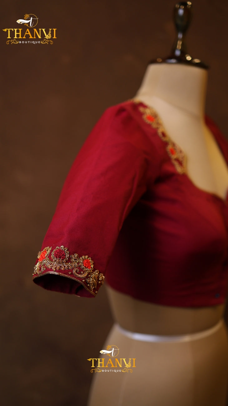 Sweetheart Neck Aari Work Blouse