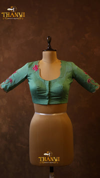 Scallop Neck Floral Aari Work Blouse