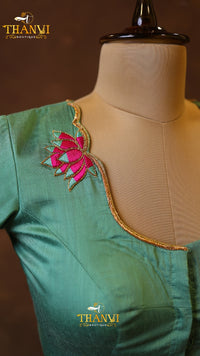 Scallop Neck Floral Aari Work Blouse
