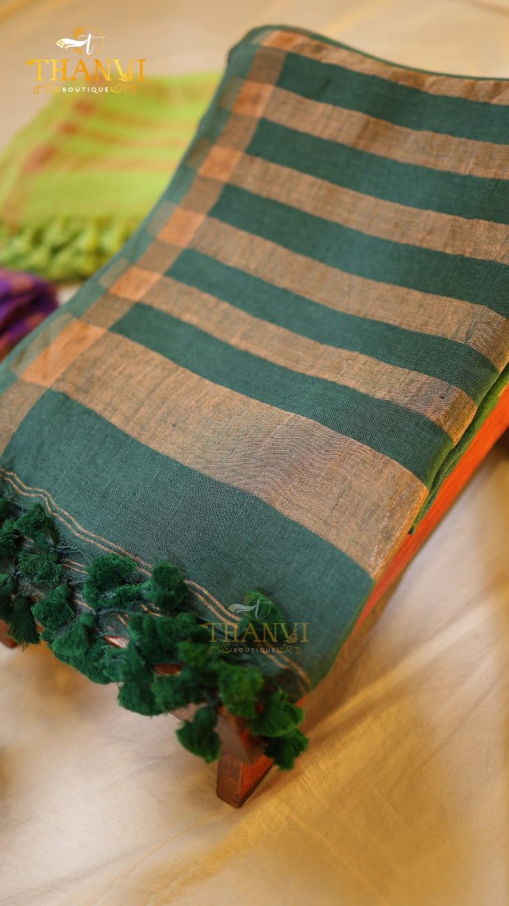 Plain Linen saree