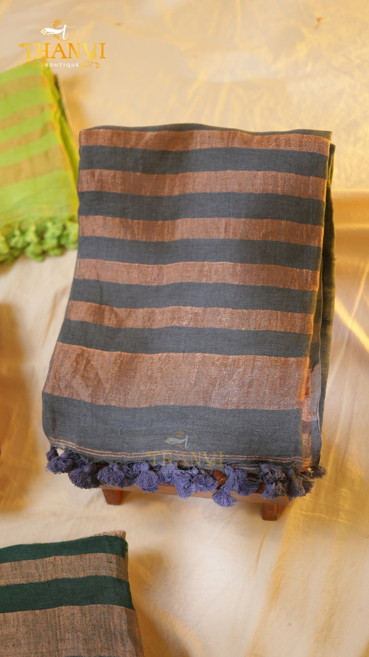 Plain Linen saree