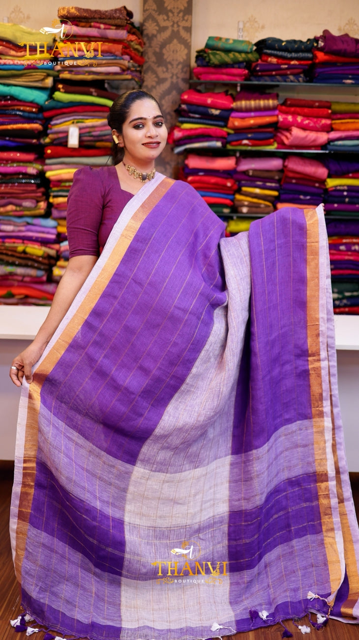 Linen Zari Saree