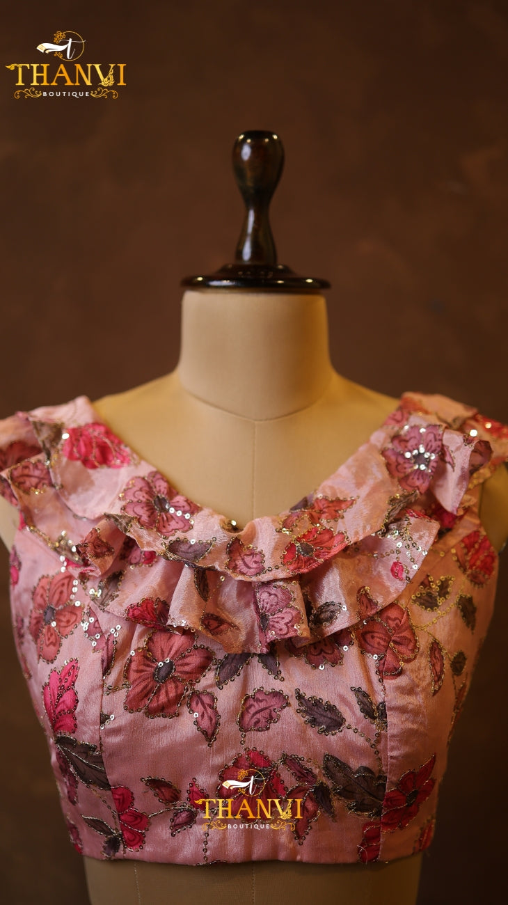 Floral Ruffle Designer Blouse