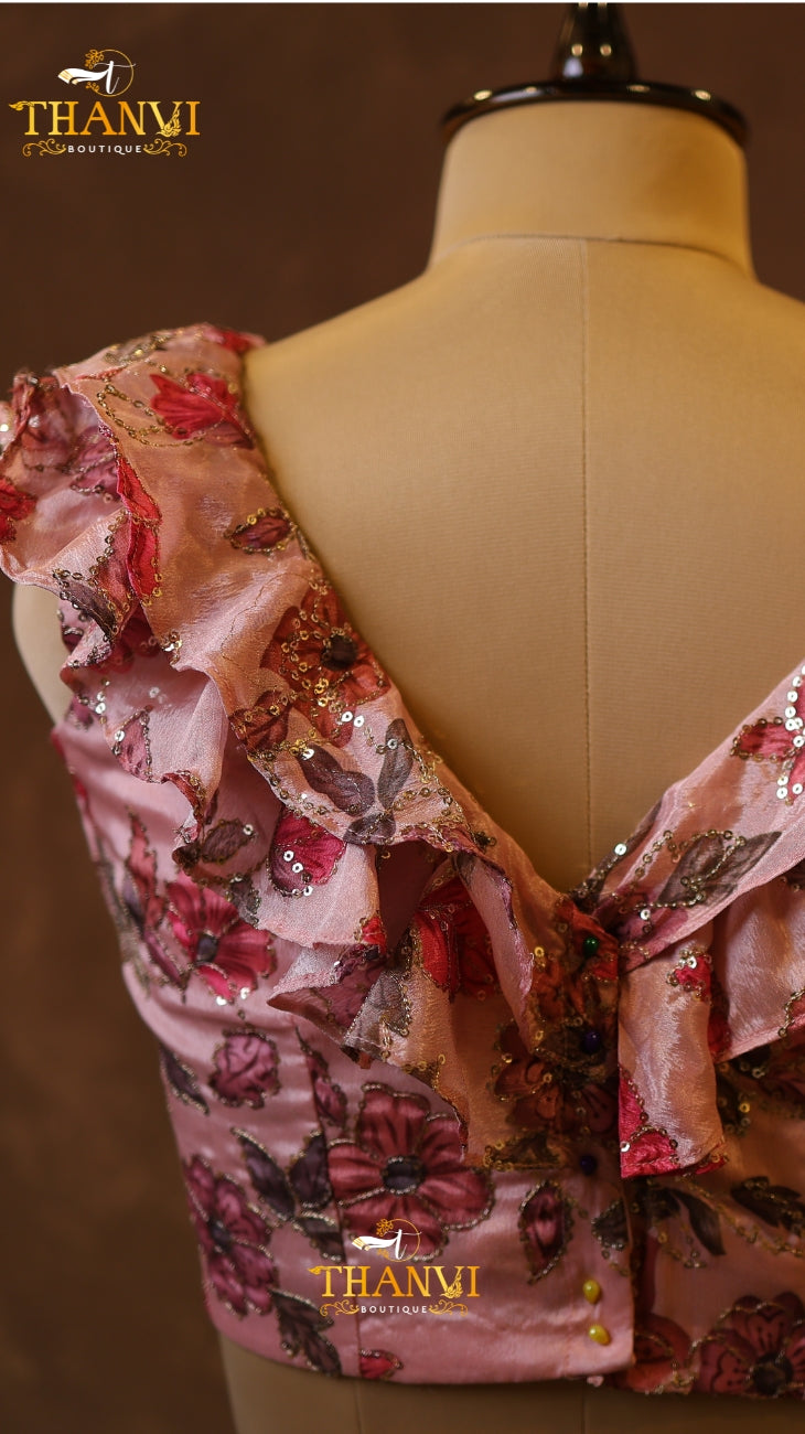 Floral Ruffle Designer Blouse