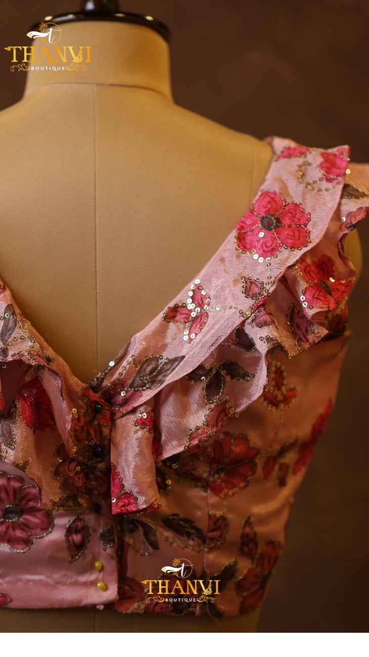 Floral Ruffle Designer Blouse