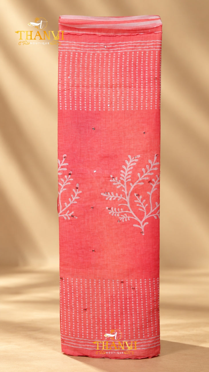 Kota Cotton Mirror Work Saree