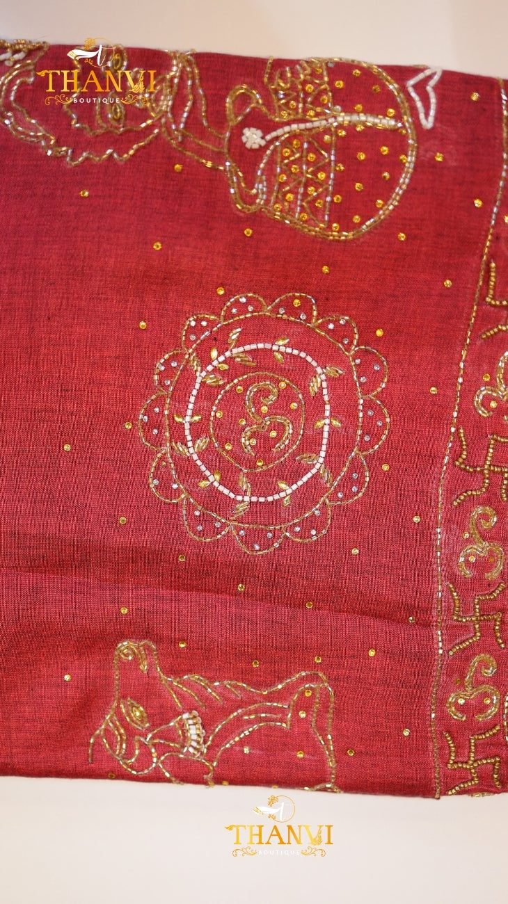 Customised Beads Work Saree