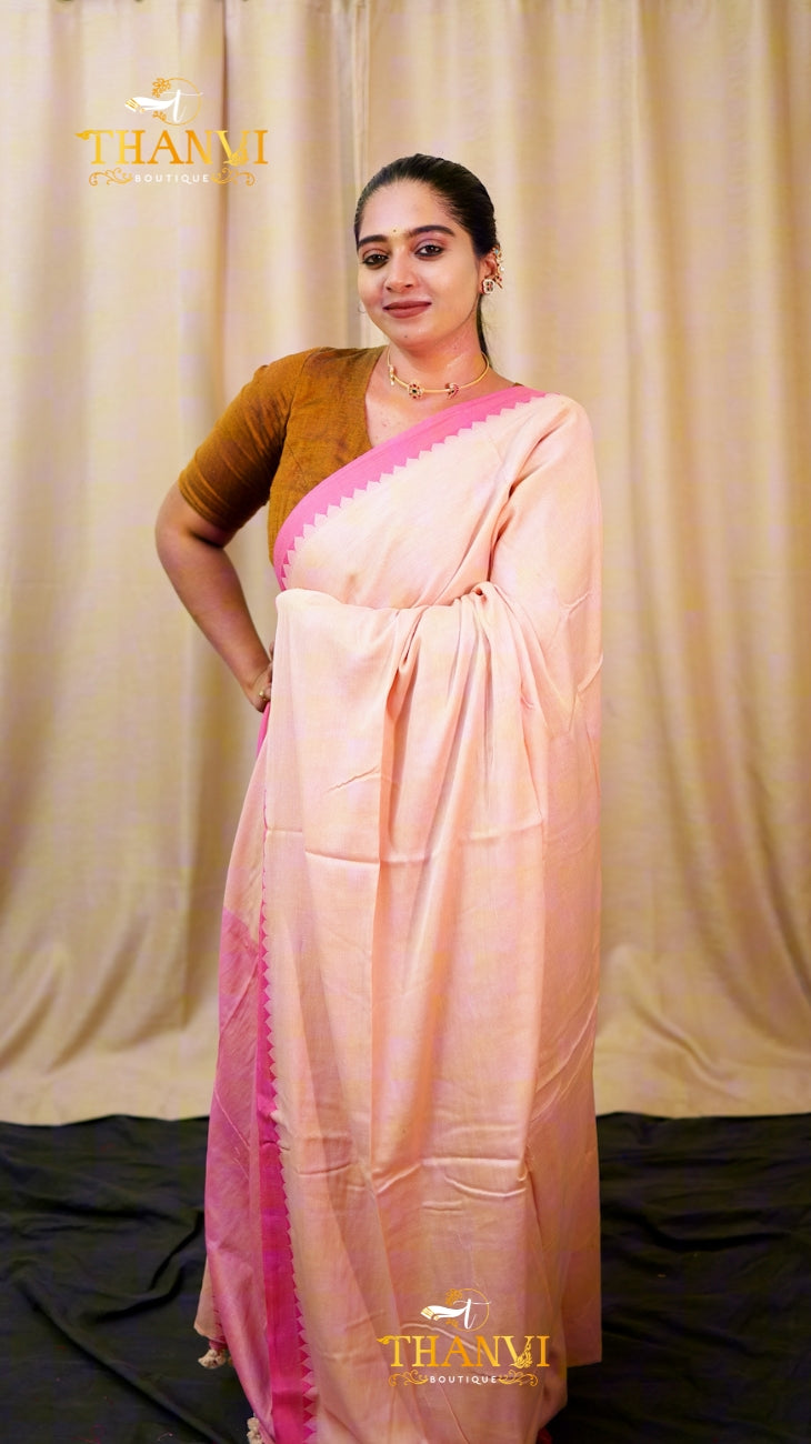 Soft Peach Modal Cotton Saree