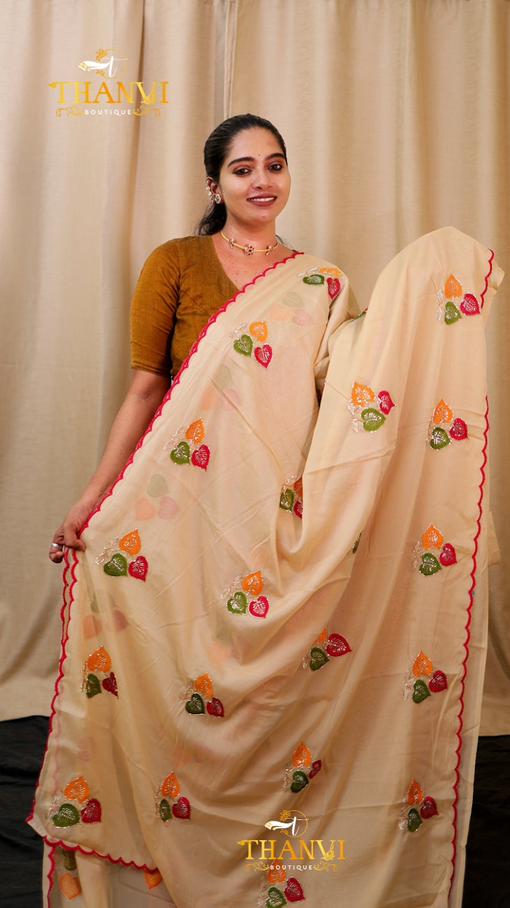 Rust Floral Saree