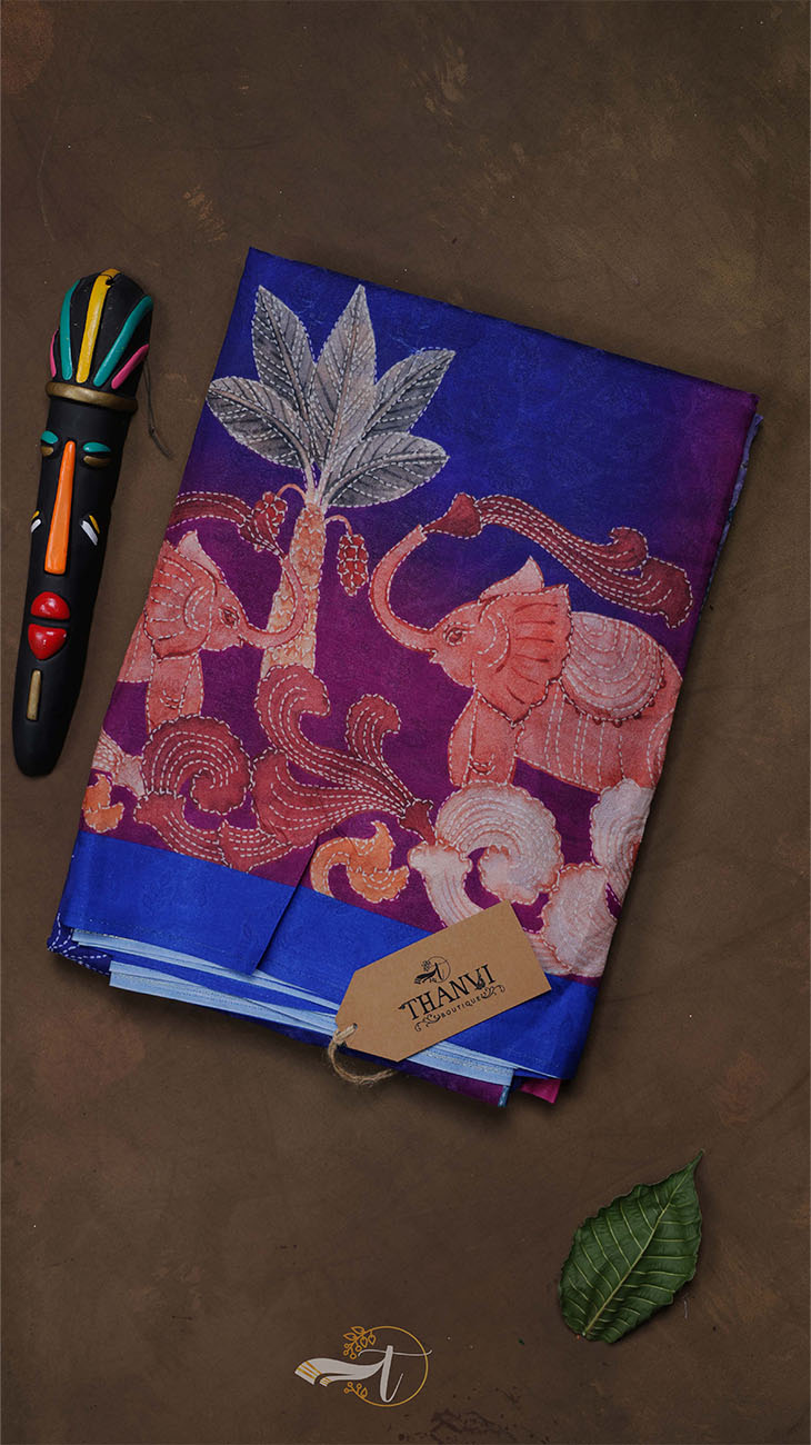 Decorative fabric with elephant design on a brown background