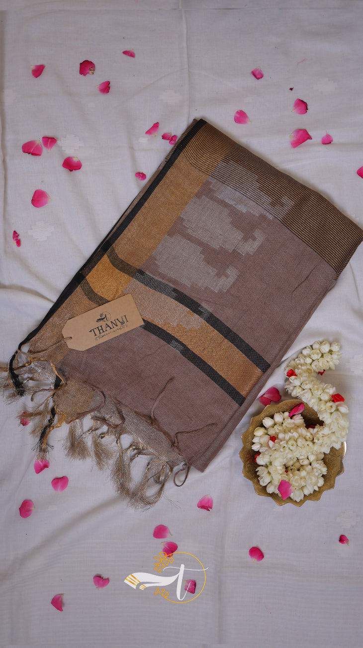 Linen Paithani Jacquard Saree