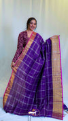 Checks Zari Linen Saree