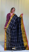 Checks Zari Linen Saree