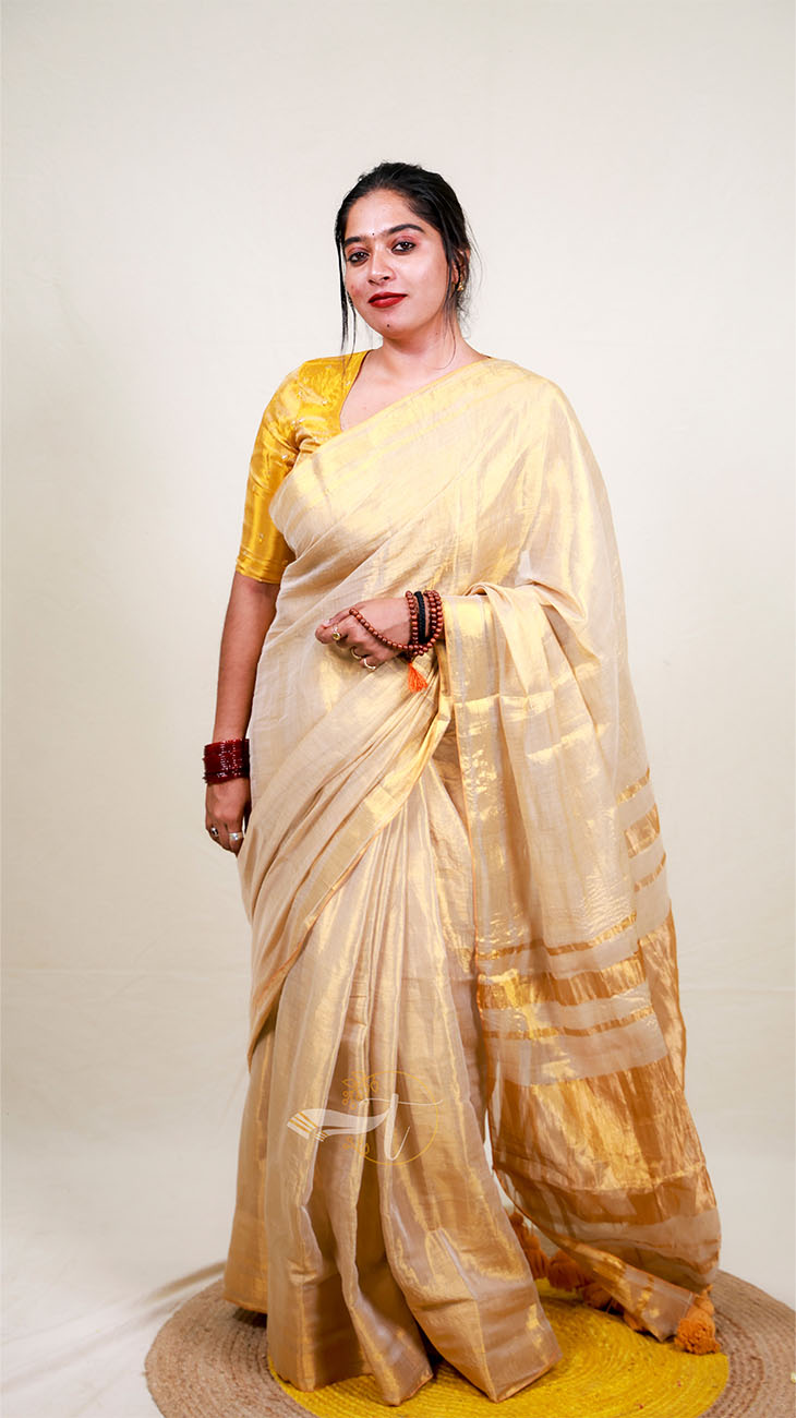 Metallic Tissue Cotton Saree