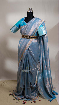 Premium Metallic Tissue Linen Saree