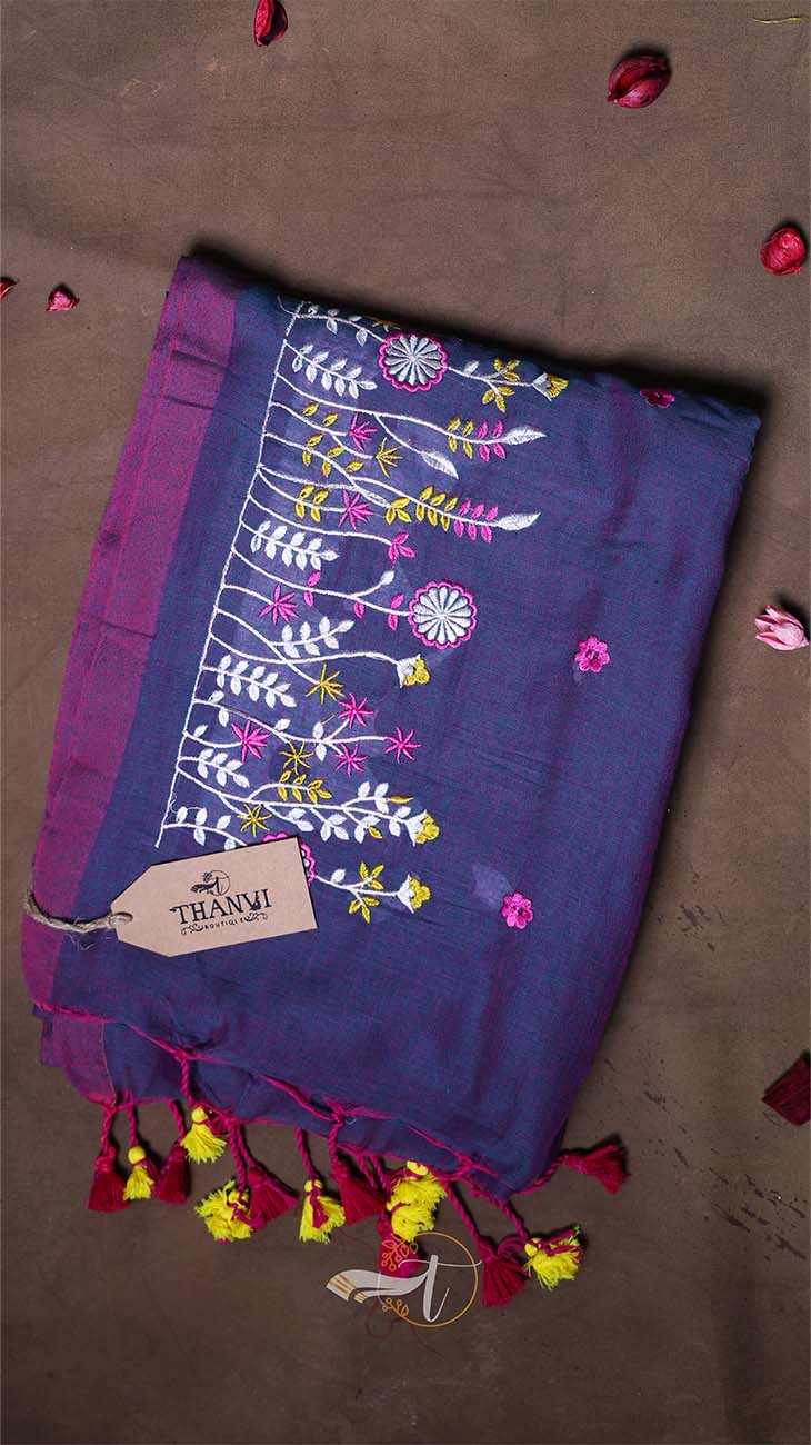 Flower Embroidery Saree