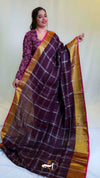 Checks Zari Linen Saree