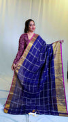Checks Zari Linen Saree