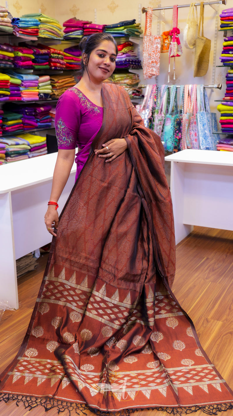 Chanderi Linen Saree