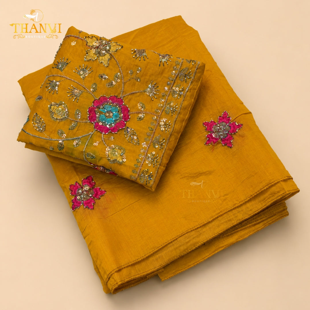 Cotton Embroidery Saree