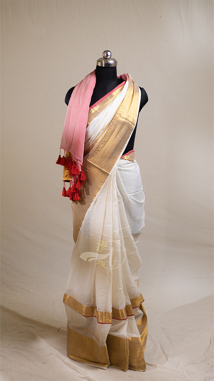 Golden String Double Border Saree