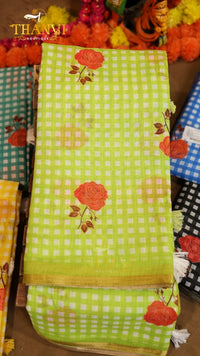 Digital checks print saree