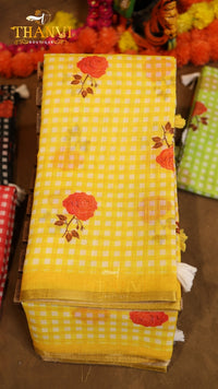 Digital checks print saree