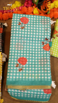 Digital checks print saree