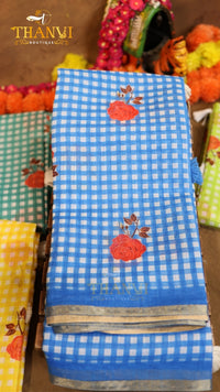 Digital checks print saree