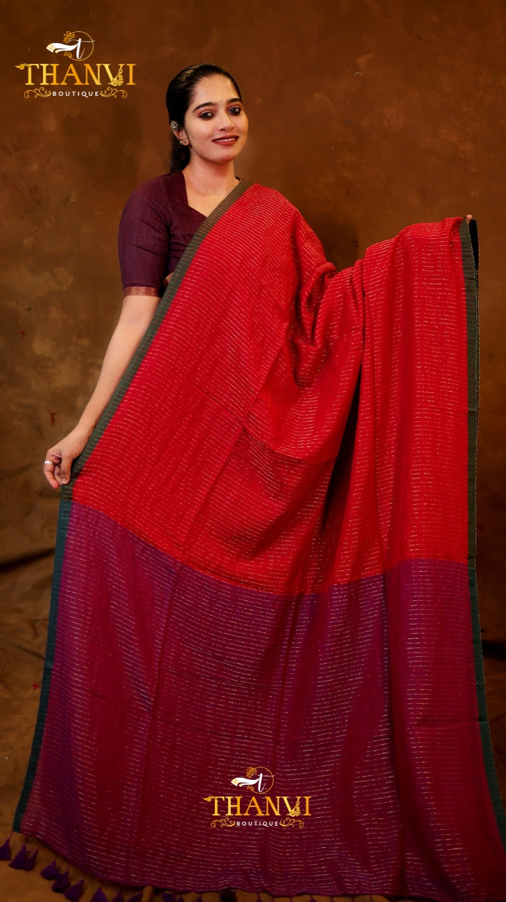 Mulberry Mini Stripes Premium Cotton Saree