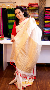 Golden Zari Tissue Cotton Saree