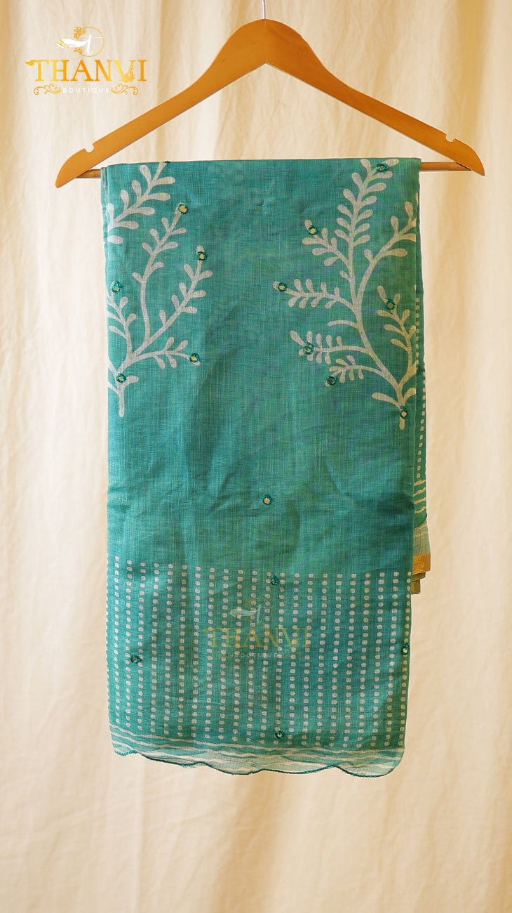 Kotta Cotton Mirror Work Saree