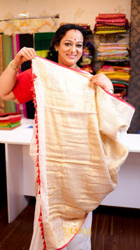 Golden Zari Tissue Cotton Saree