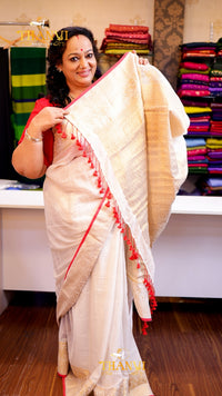 Golden Zari Tissue Cotton Saree
