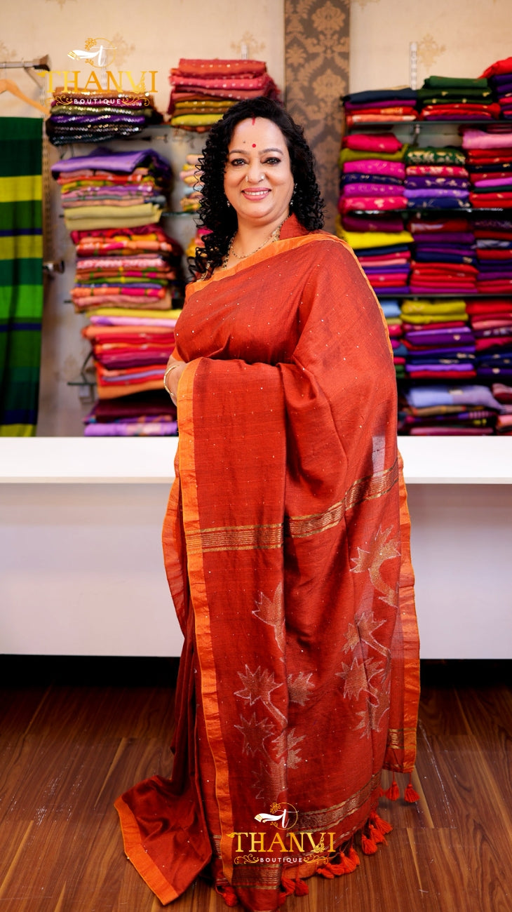 Zari Pallu Sequence Saree