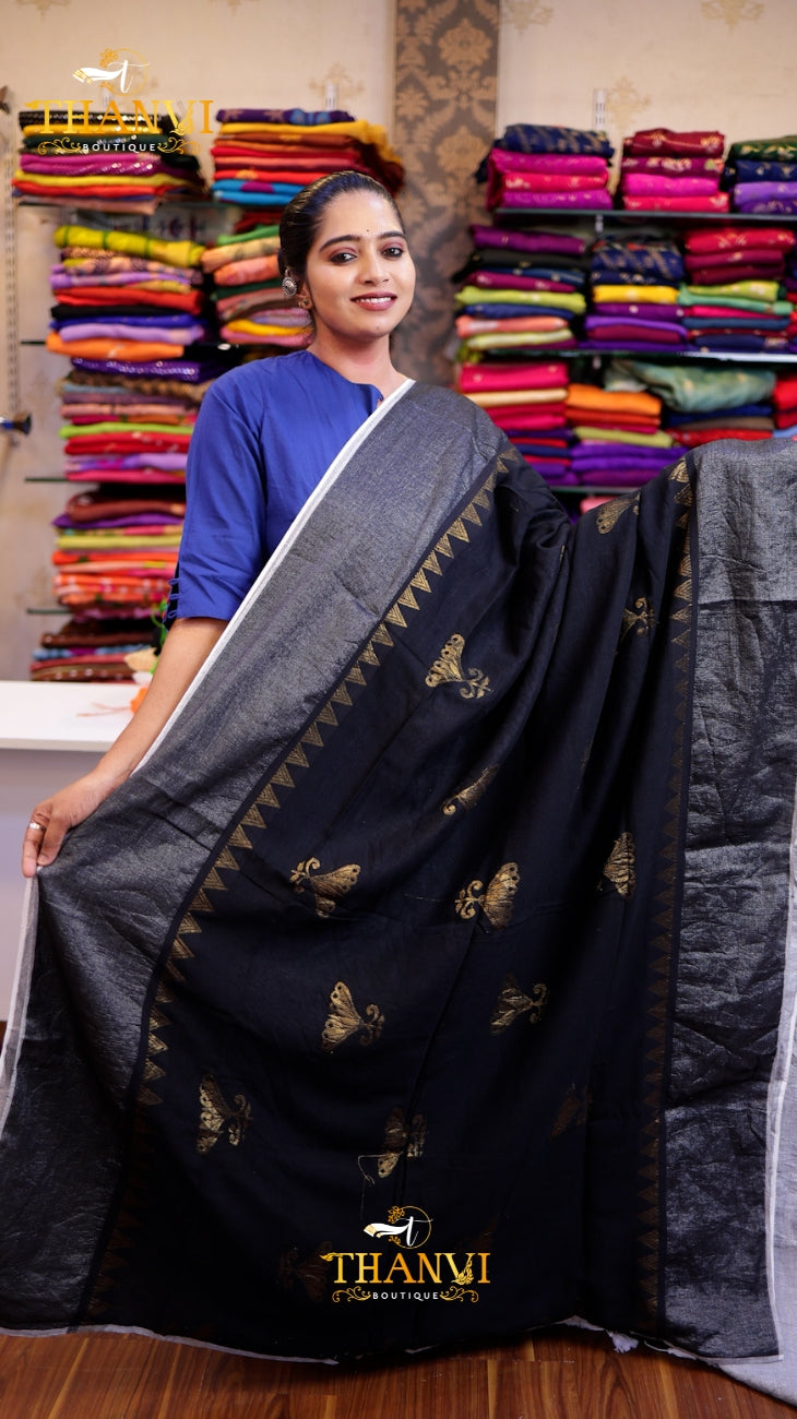 Zari Emb Stripes Border Saree