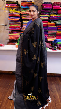 Zari Emb Stripes Border Saree
