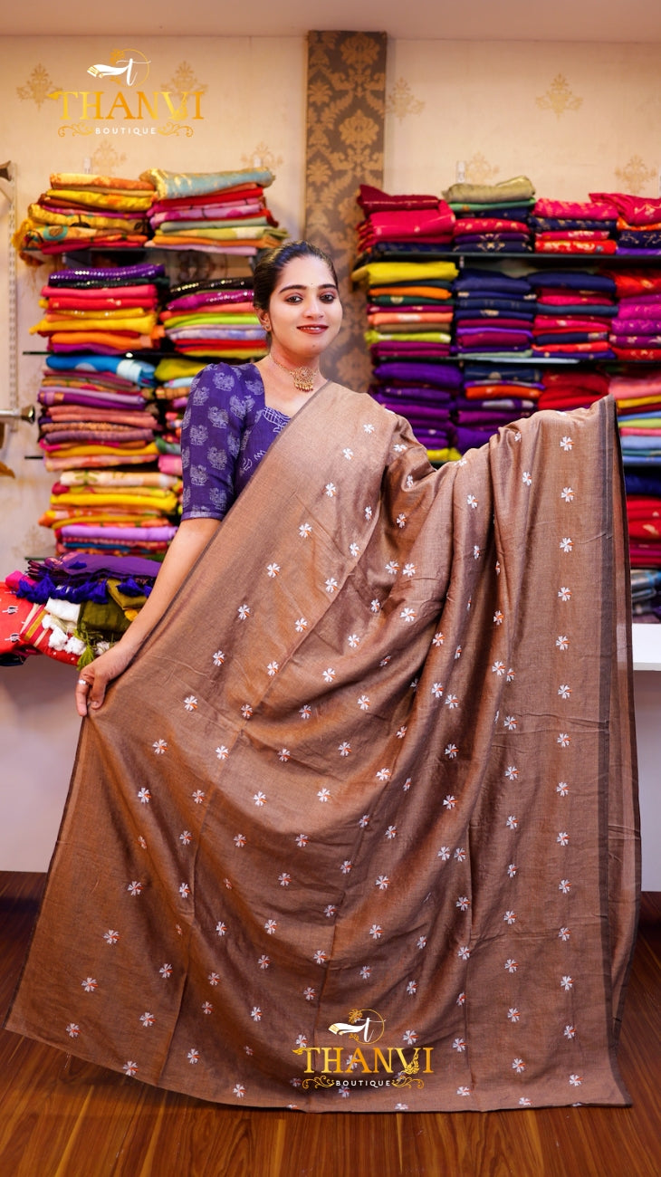 Mulberry Embriodery Saree