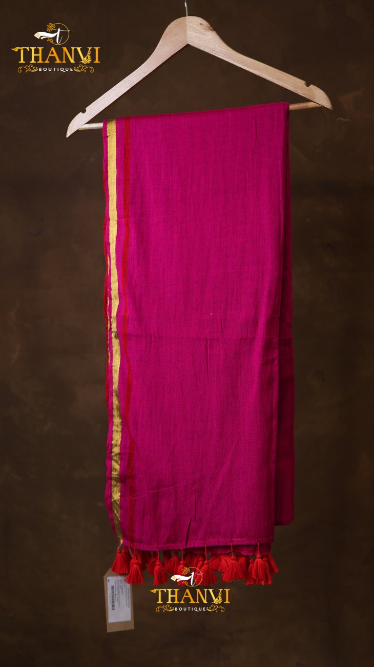 Silver Zari String Border Saree