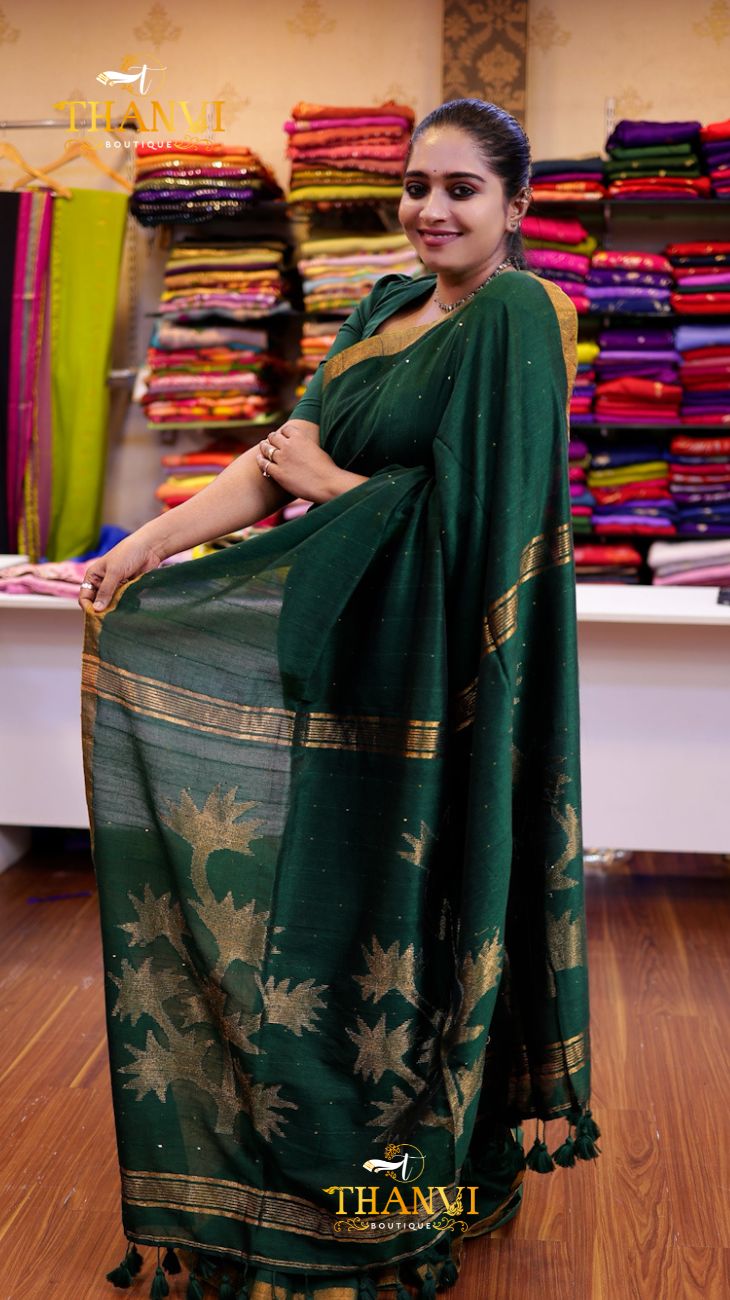 Zari Pallu Sequence Saree