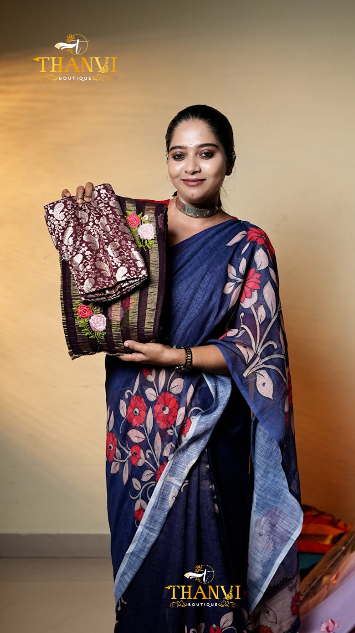Raga Tissue Embroidery Saree