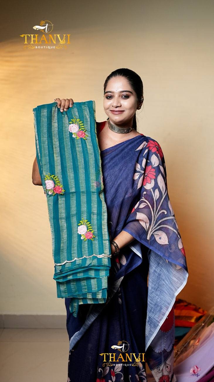 Raga Tissue Embroidery Saree