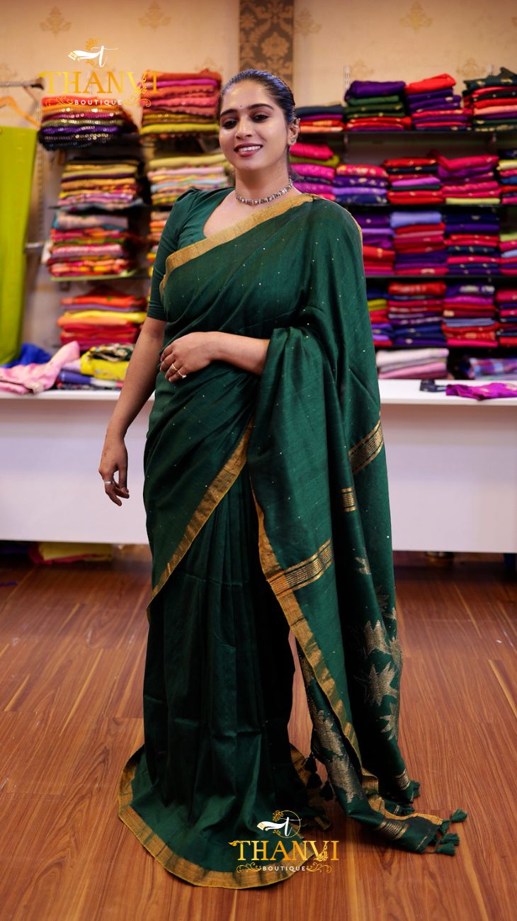 Zari Pallu Sequence Saree