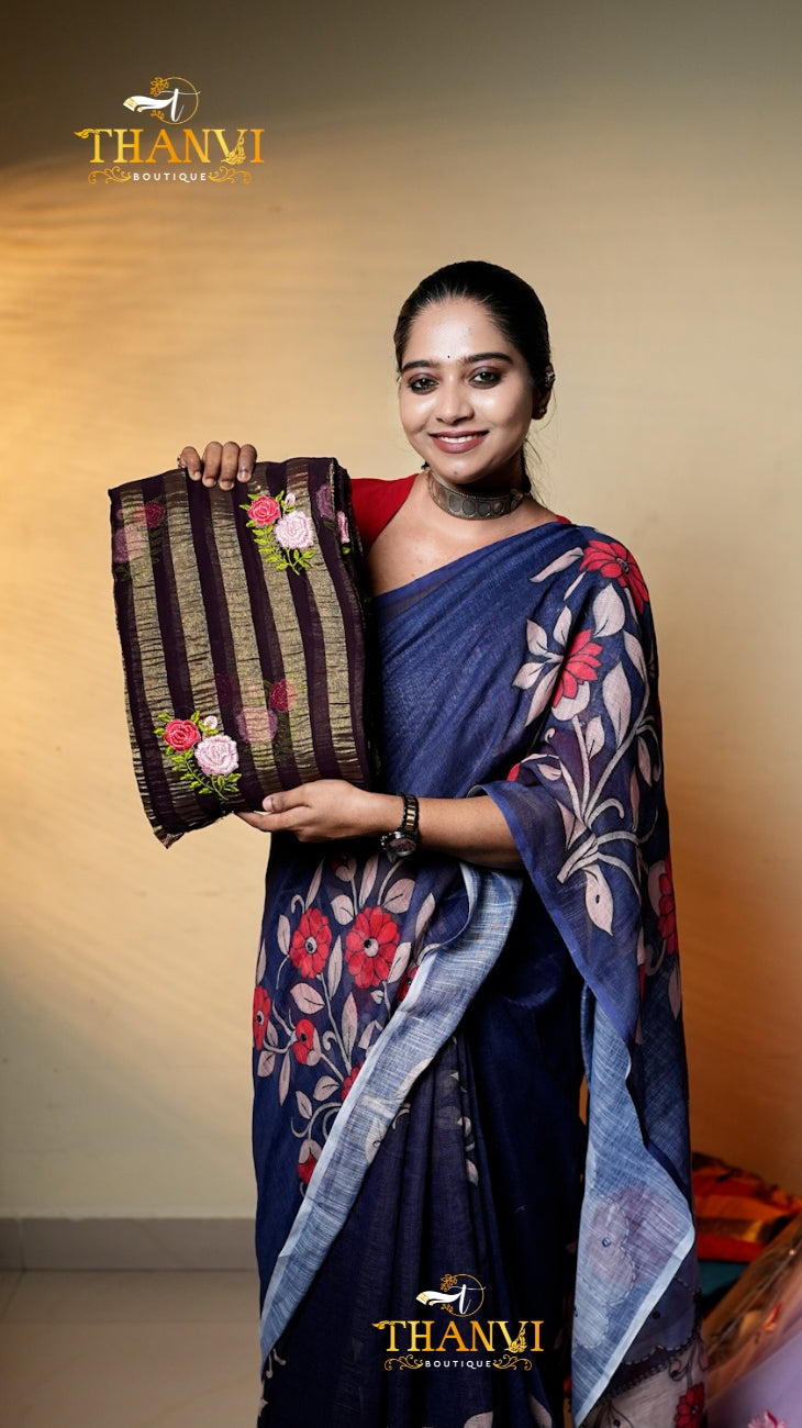 Raga Tissue Embroidery Saree